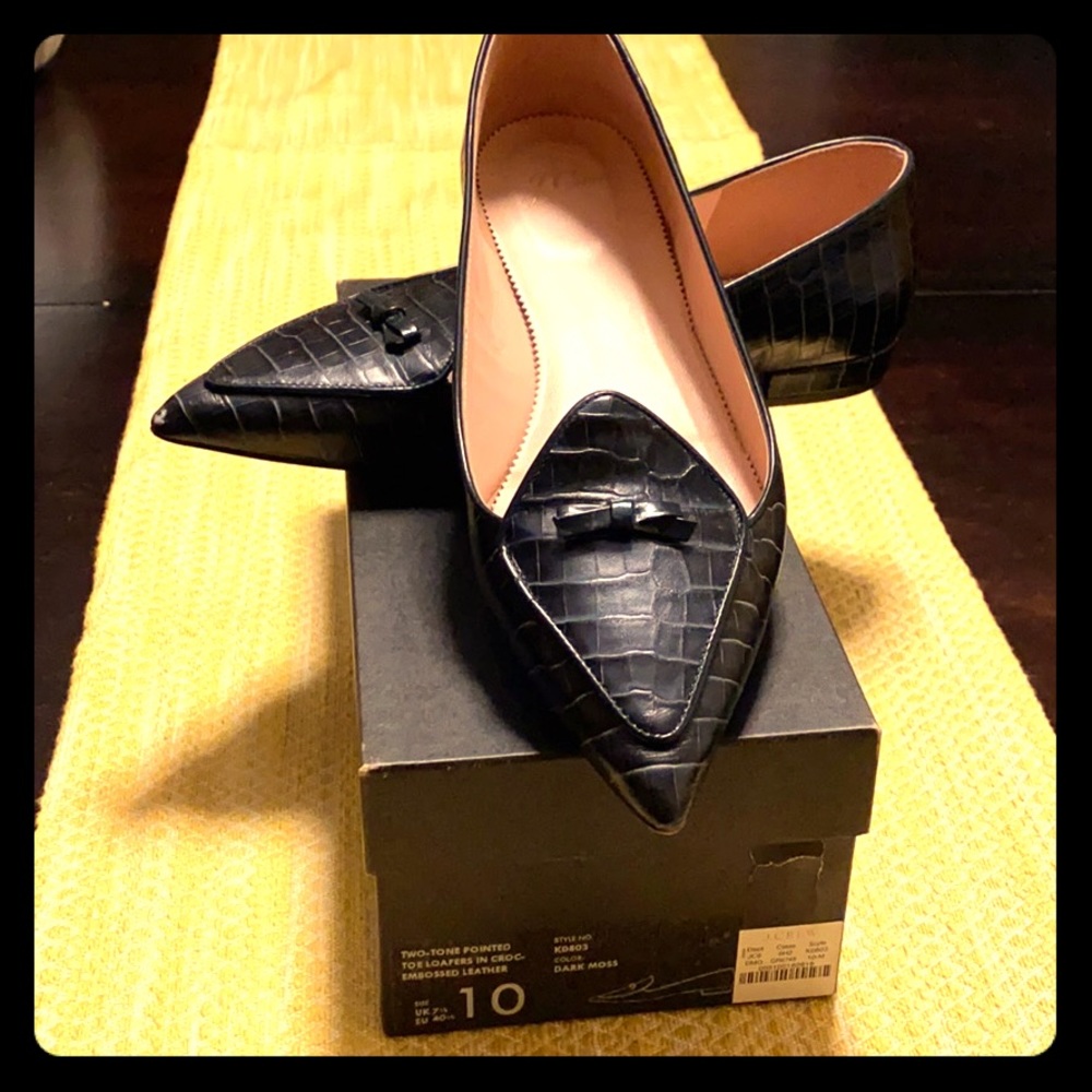 J.Crew Croc-embossed leather loafers